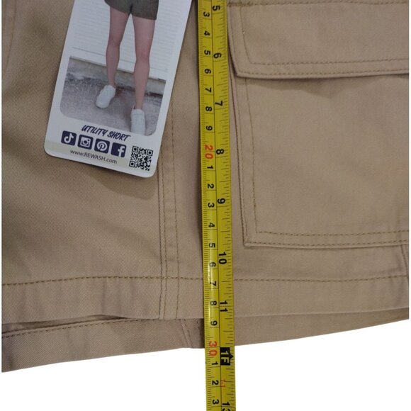 Rewash Womens Tan High-Waisted Cotton Blend Utility Shorts Size 7/28 2-Button. - Picture 7 of 7